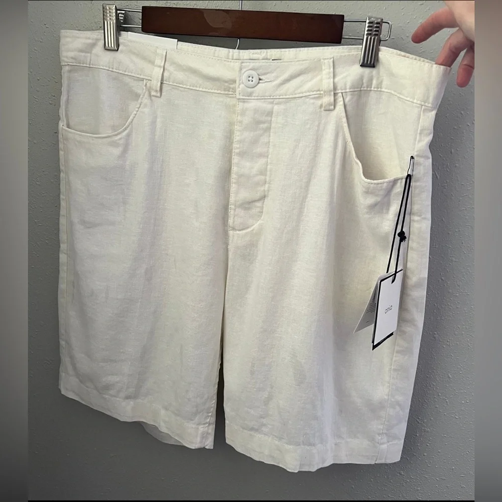 ONIA Traveler Straight Leg Linen Blend Shorts Size 34 New
